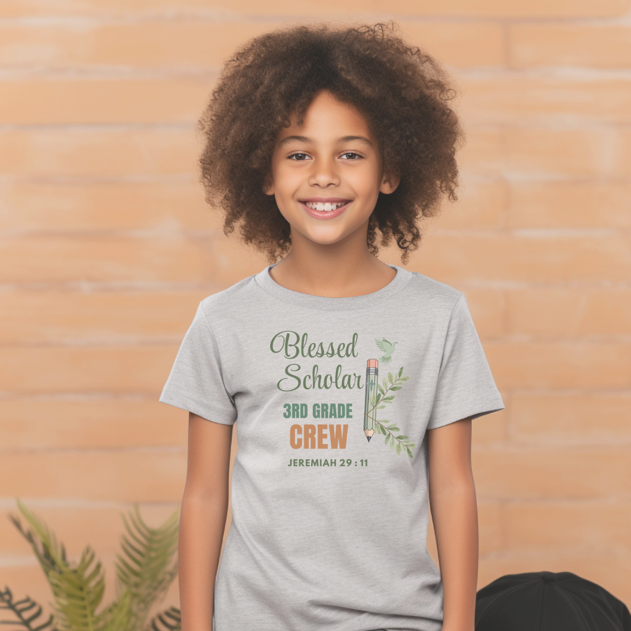 Blessed Scholar 3rd Grade Crew Youth T-Shirt – Jeremiah 29:11 Christian Back-to-School Tee