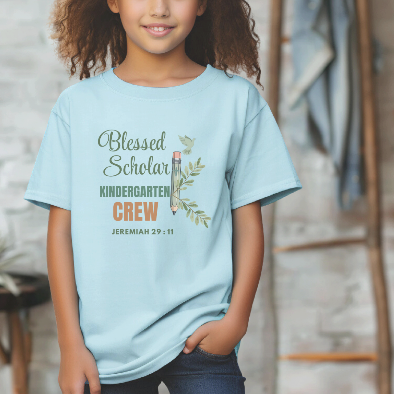 Blessed Scholar Kindergarten Crew Youth T-Shirt – Jeremiah 29:11 Christian Back-to-School Tee