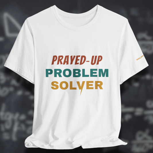 Prayed-Up Problem Solver (Philippians 4:6 Bible Verse on Sleeve) Christian Tee — Varsity Lightning | Bella+Canvas 3001