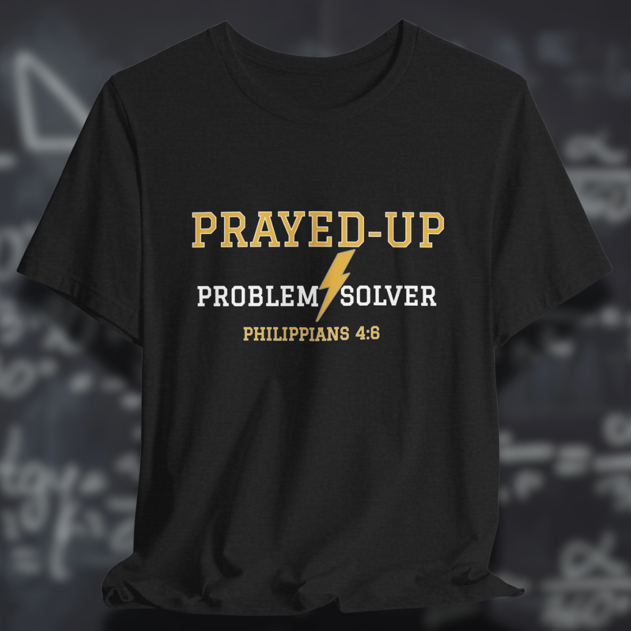 Prayed-Up Problem Solver Philippians 4:6 Bible Verse Christian Tee  — Back-to-School Lightning Bolt