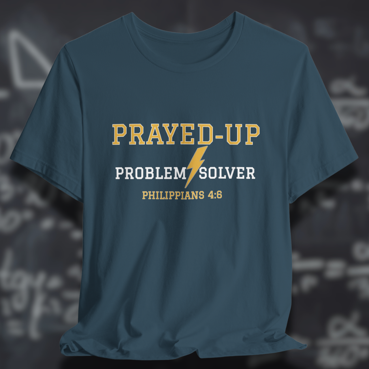 Prayed-Up Problem Solver Philippians 4:6 Bible Verse Christian Tee  — Back-to-School Lightning Bolt