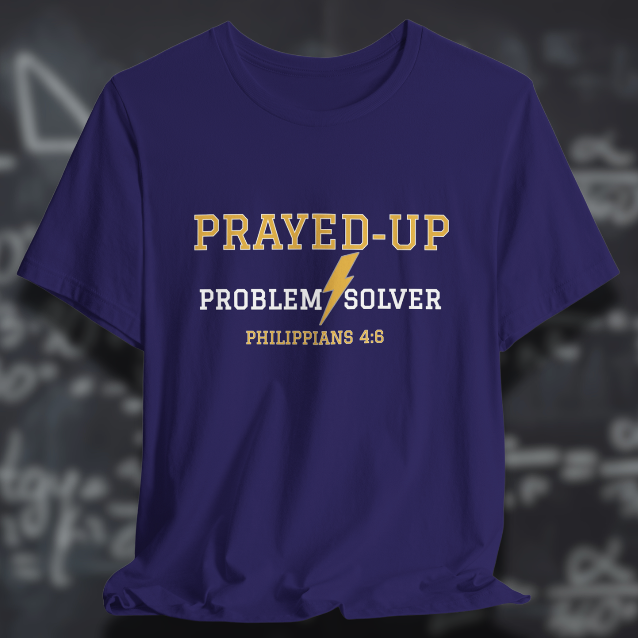 Prayed-Up Problem Solver Philippians 4:6 Bible Verse Christian Tee  — Back-to-School Lightning Bolt