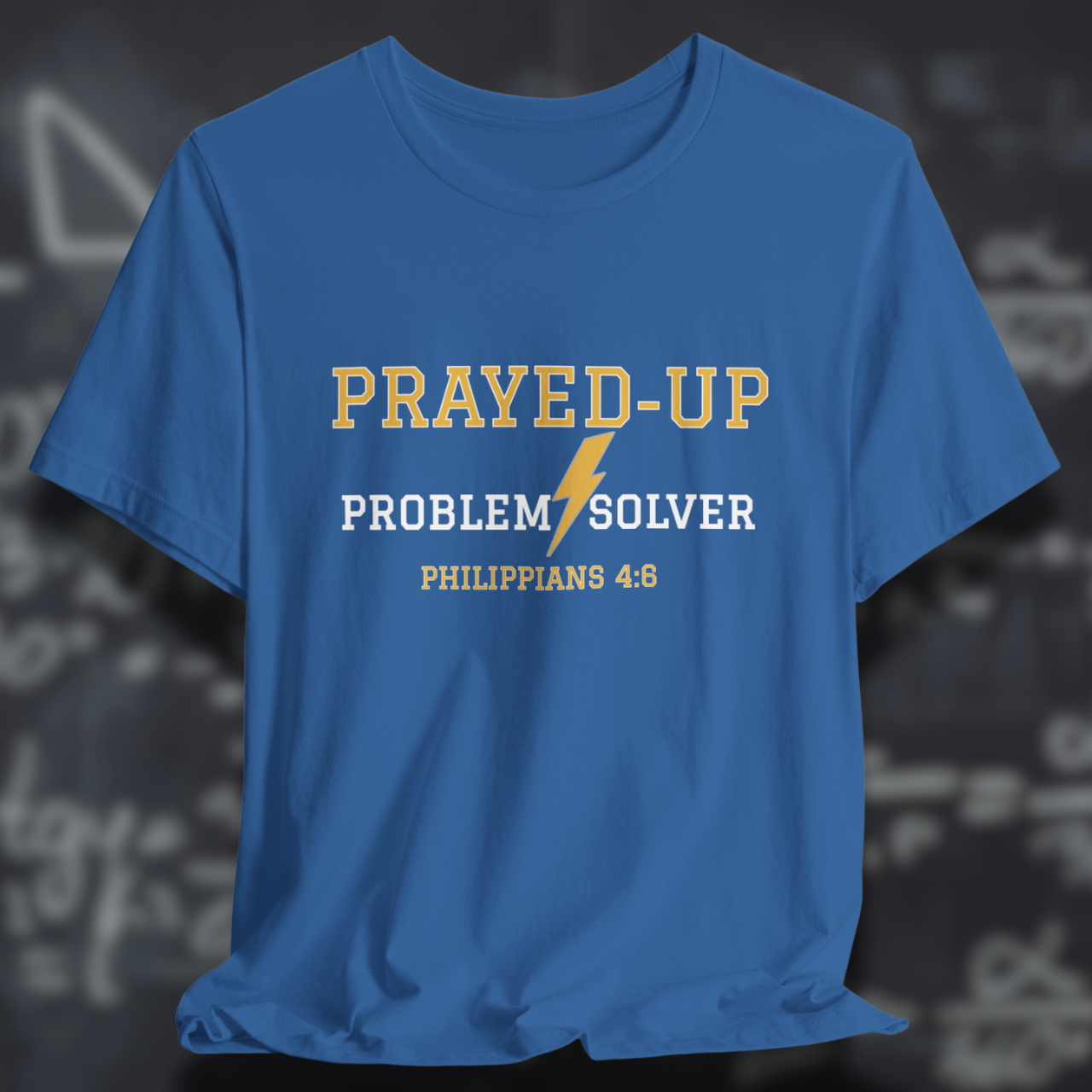 Prayed-Up Problem Solver Philippians 4:6 Bible Verse Christian Tee  — Back-to-School Lightning Bolt