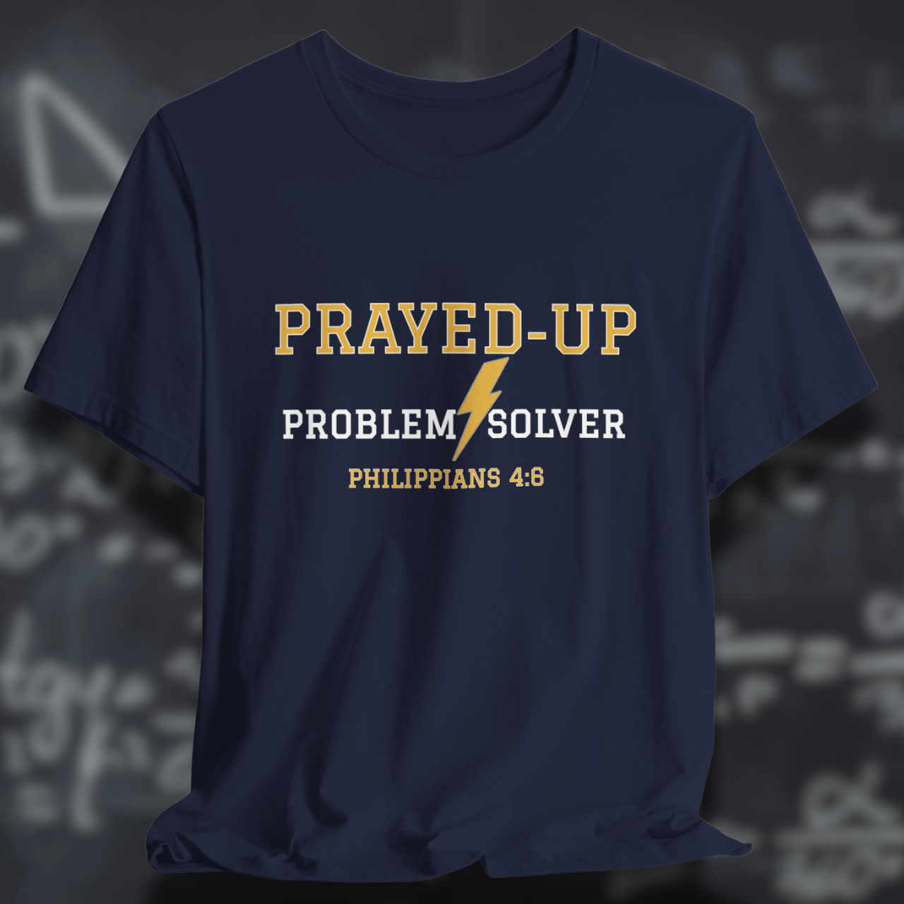 Prayed-Up Problem Solver Philippians 4:6 Bible Verse Christian Tee  — Back-to-School Lightning Bolt