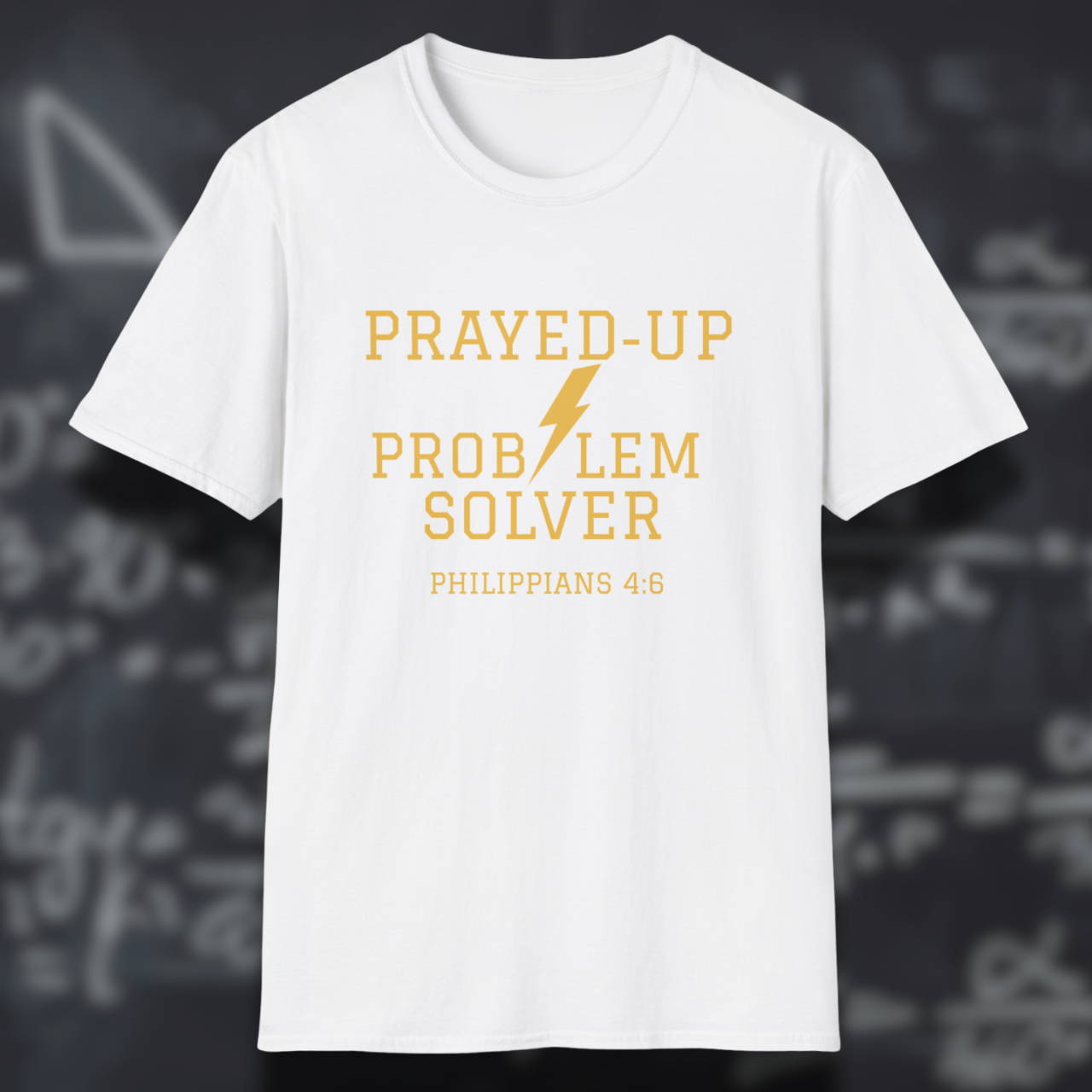 Prayed-Up Problem Solver (Stacked) Bible Verse (Philippians 4:6)- Varsity Christian Tee — Back-to-School