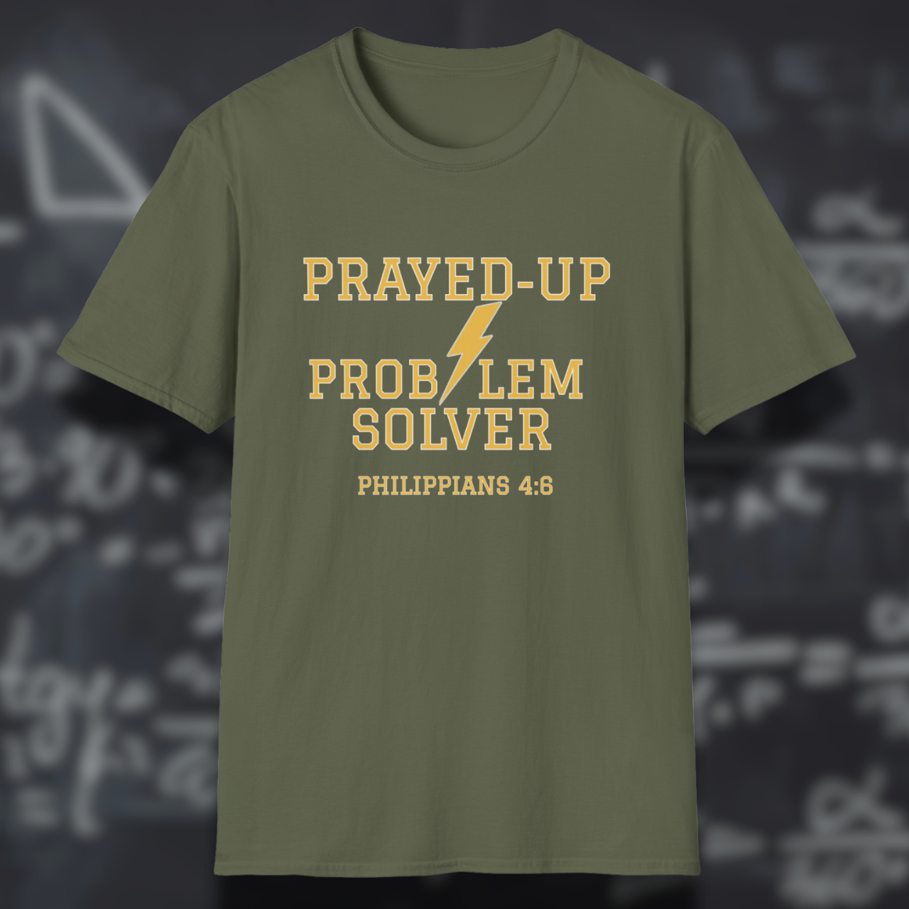 Prayed-Up Problem Solver (Stacked) Bible Verse (Philippians 4:6)- Varsity Christian Tee — Back-to-School