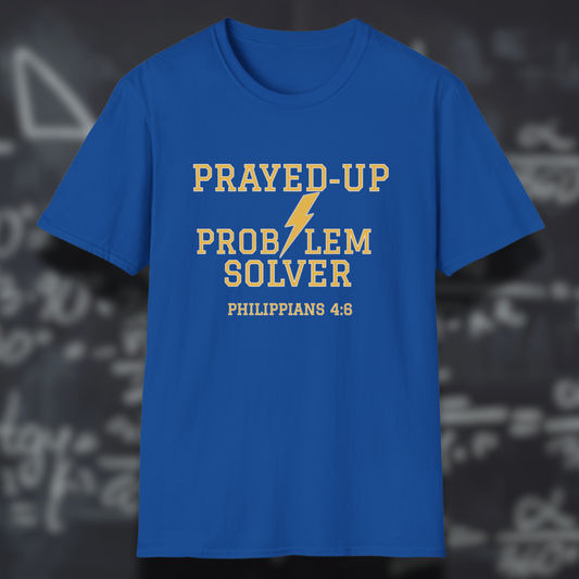 Prayed-Up Problem Solver (Stacked) Bible Verse (Philippians 4:6)- Varsity Christian Tee — Back-to-School