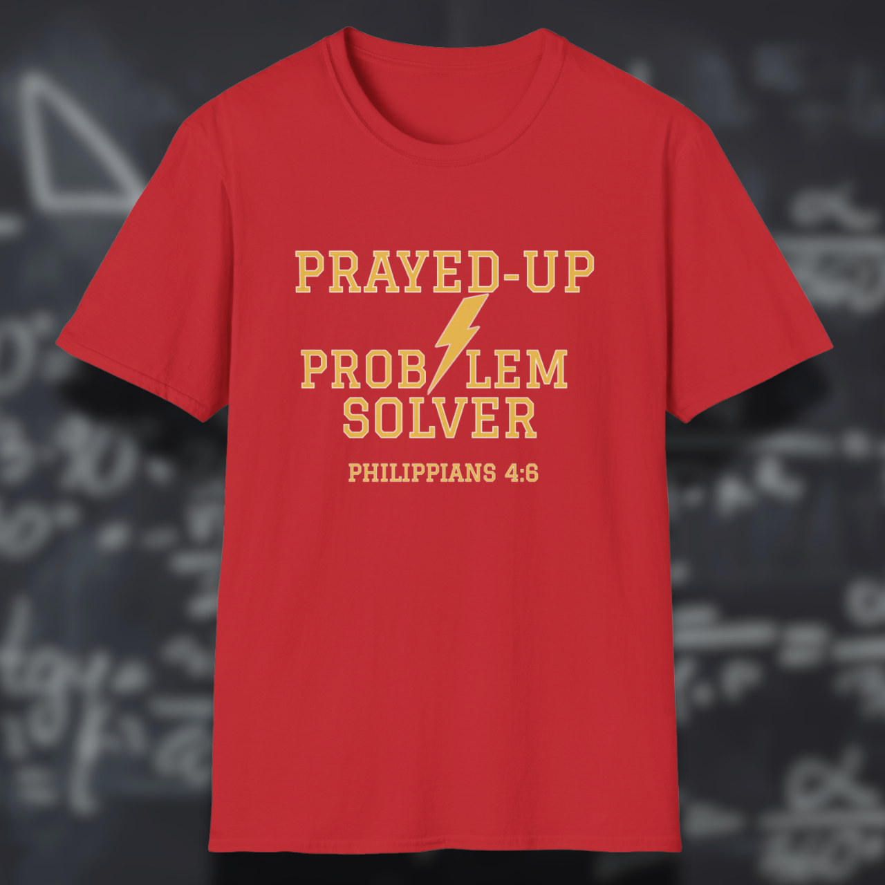 Prayed-Up Problem Solver (Stacked) Bible Verse (Philippians 4:6)- Varsity Christian Tee — Back-to-School
