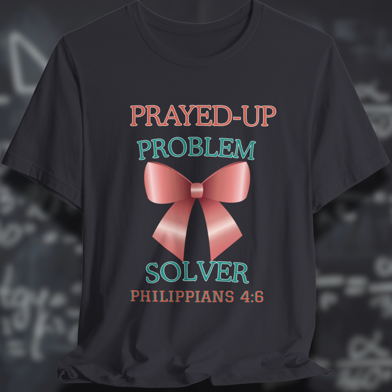 Prayed-Up Problem Solver Coquette Bow (withPhilippians 4:6 Bible Verse)  Christian Tee — Back-to-School Satin