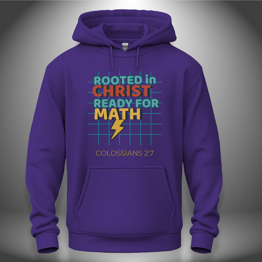 Rooted in Christ – Ready for Math Youth Hooded Sweatshirt – Bible Verse Colossians 2:7 Christian Back-to-School Hoodie