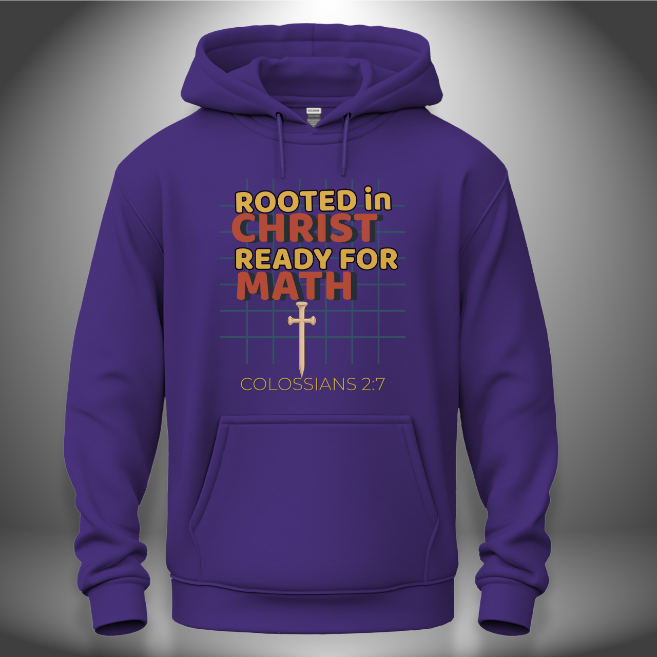 Rooted in Christ – Ready for Math Youth Hooded Sweatshirt – Bible Verse Colossians 2:7 Christian Back-to-School Hoodie
