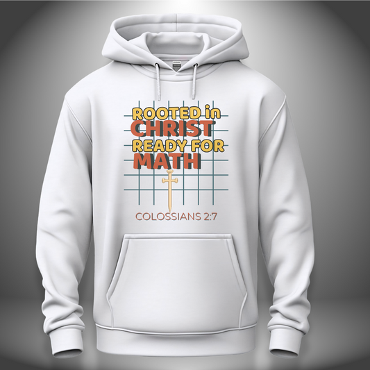 Rooted in Christ – Ready for Math Youth Hooded Sweatshirt – Bible Verse Colossians 2:7 Christian Back-to-School Hoodie