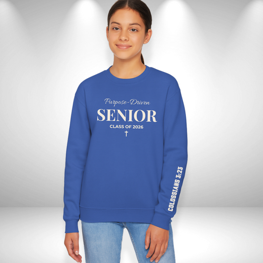 Purpose-Driven Senior – Class of 2026 W Bible Verse (Colossians 3:23) Christain Crewneck Sweatshirt