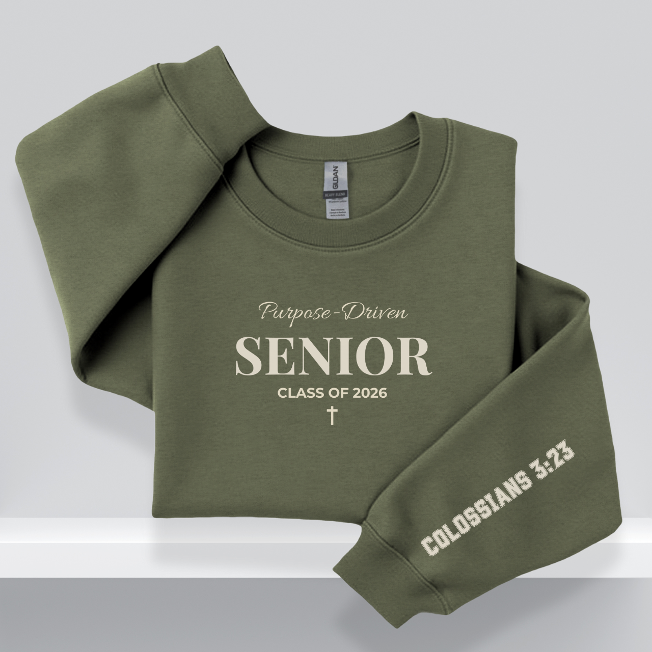 Purpose-Driven Senior – Class of 2026 W Bible Verse (Colossians 3:23) Christain Crewneck Sweatshirt