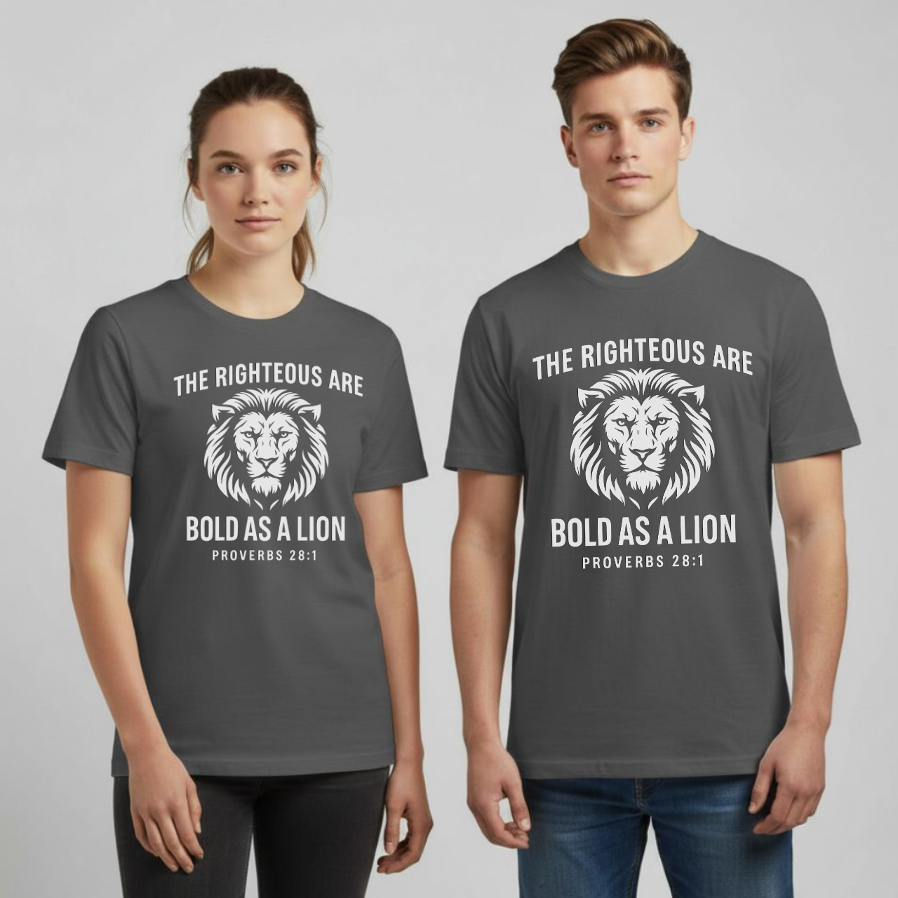 The Righteous Are Bold As A Lion Christian T-Shirt • Proverbs 28:1 Bible Verse Tee • Faith & Courage Comfort Colors 1717