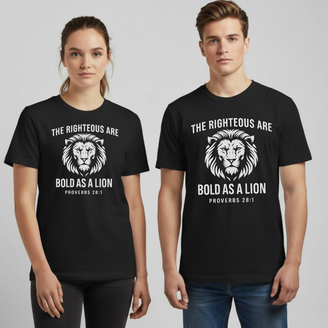The Righteous Are Bold As A Lion Christian T-Shirt • Proverbs 28:1 Bible Verse Tee • Faith & Courage Comfort Colors 1717
