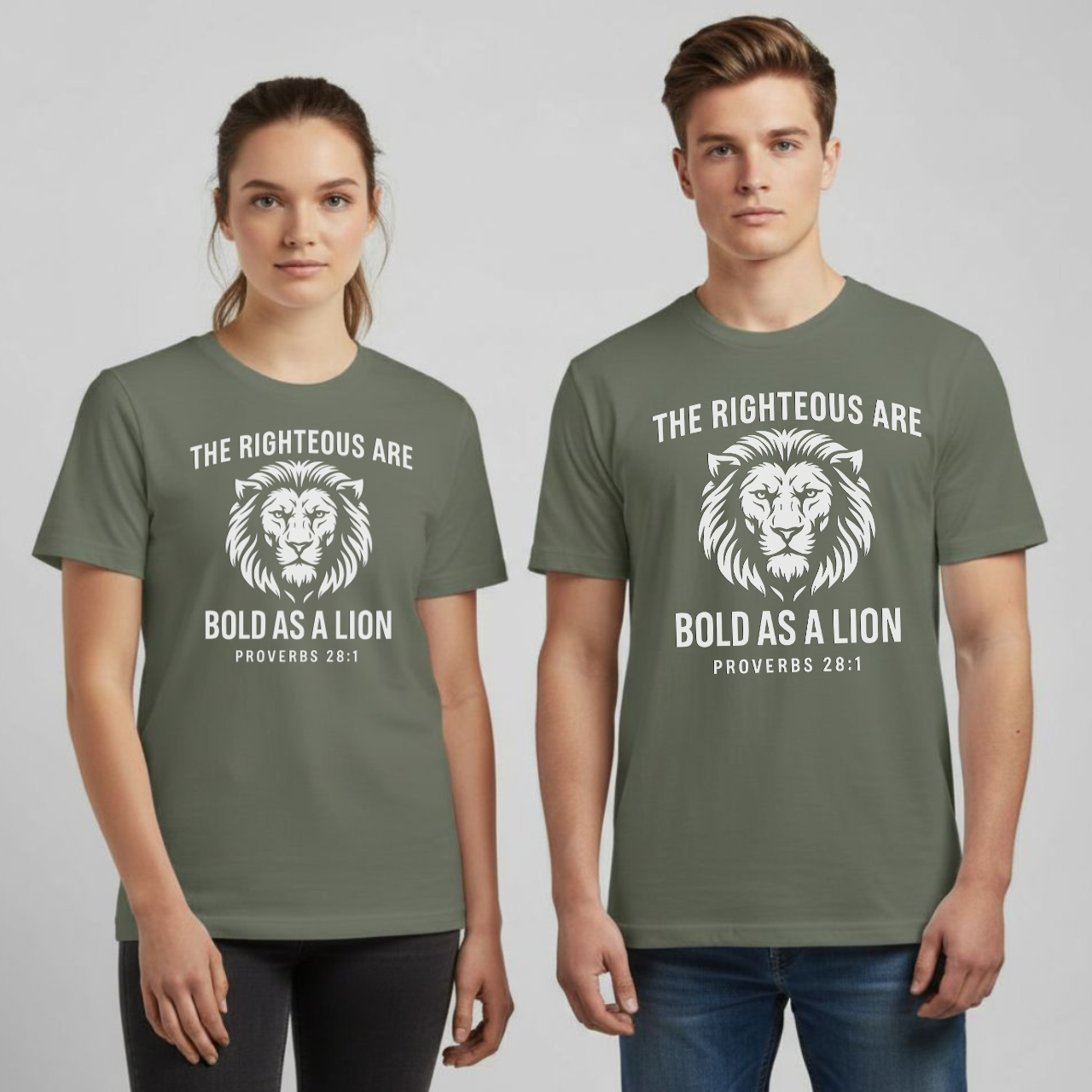 The Righteous Are Bold As A Lion Christian T-Shirt • Proverbs 28:1 Bible Verse Tee • Faith & Courage Comfort Colors 1717
