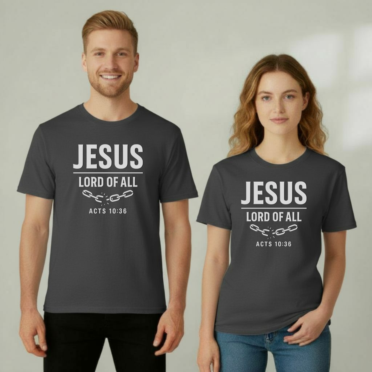 Jesus Lord of All Christian T-Shirt • Acts 10:36 Bible Verse Tee • Breaking Chains Faith Comfort Colors 1717