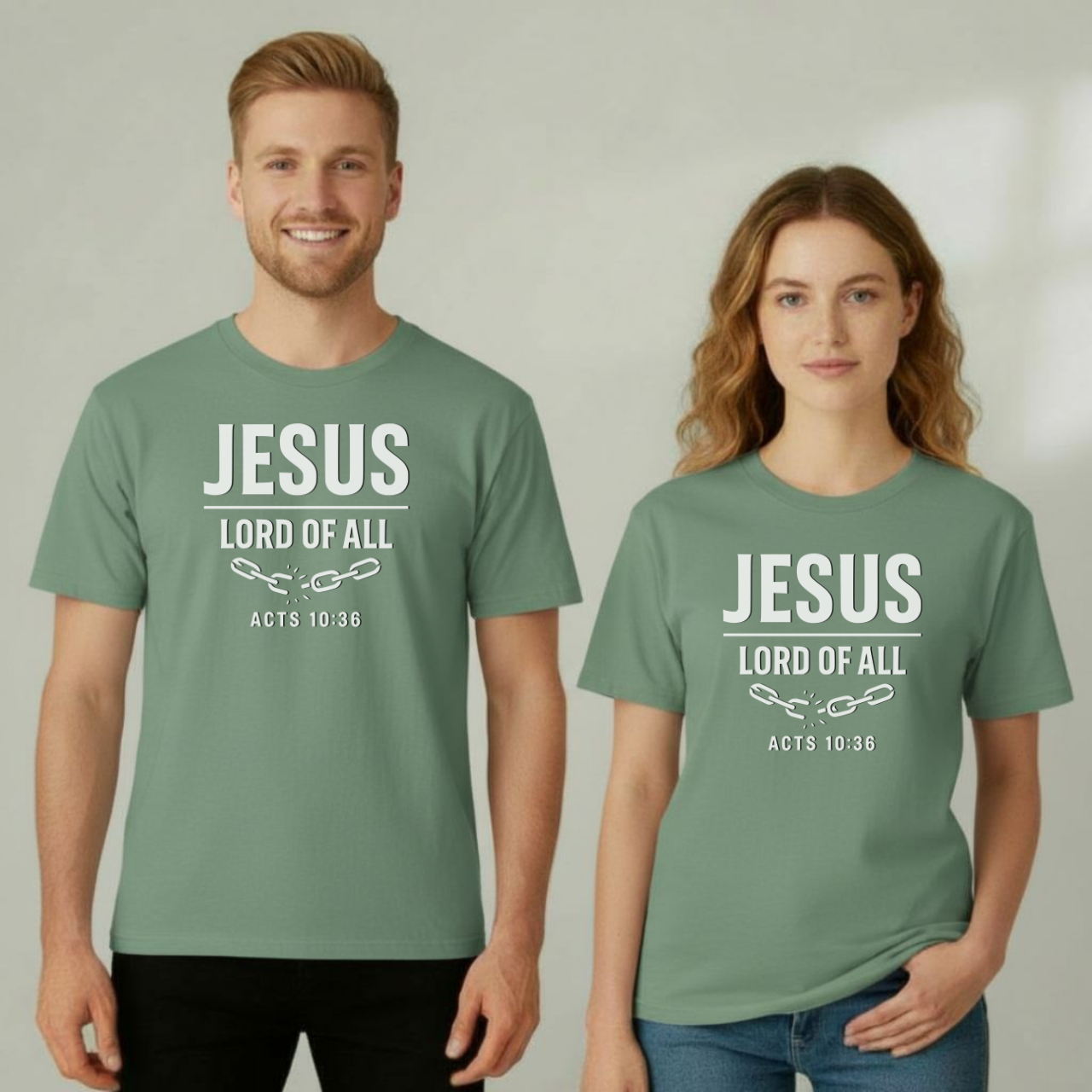 Jesus Lord of All Christian T-Shirt • Acts 10:36 Bible Verse Tee • Breaking Chains Faith Comfort Colors 1717