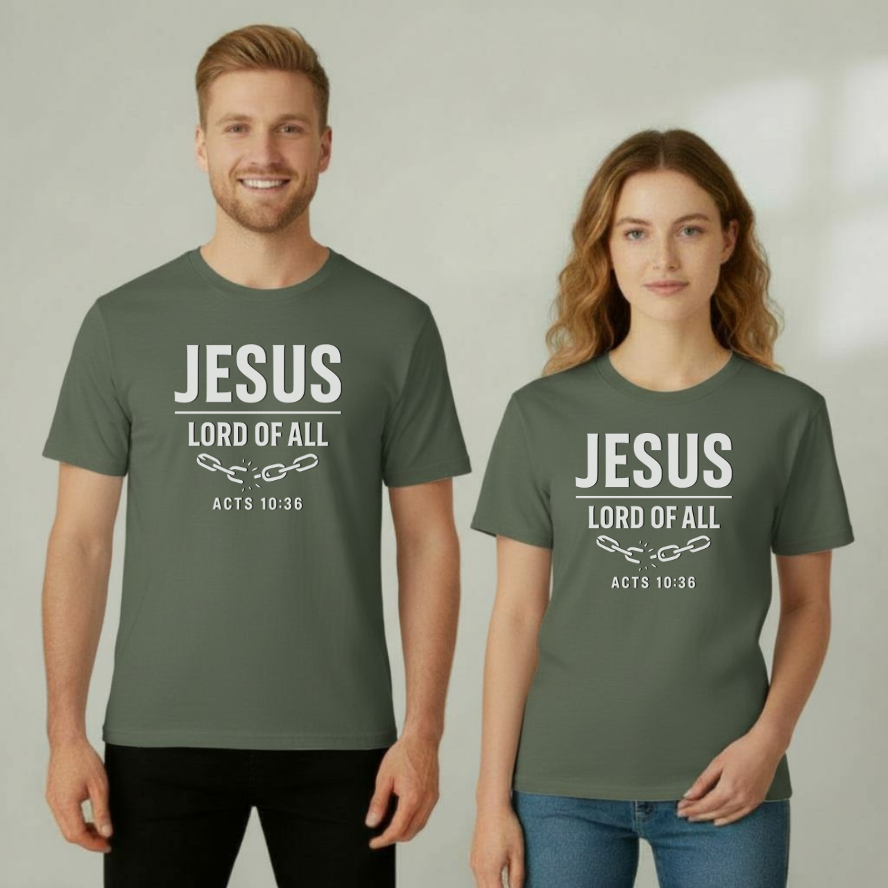Jesus Lord of All Christian T-Shirt • Acts 10:36 Bible Verse Tee • Breaking Chains Faith Comfort Colors 1717