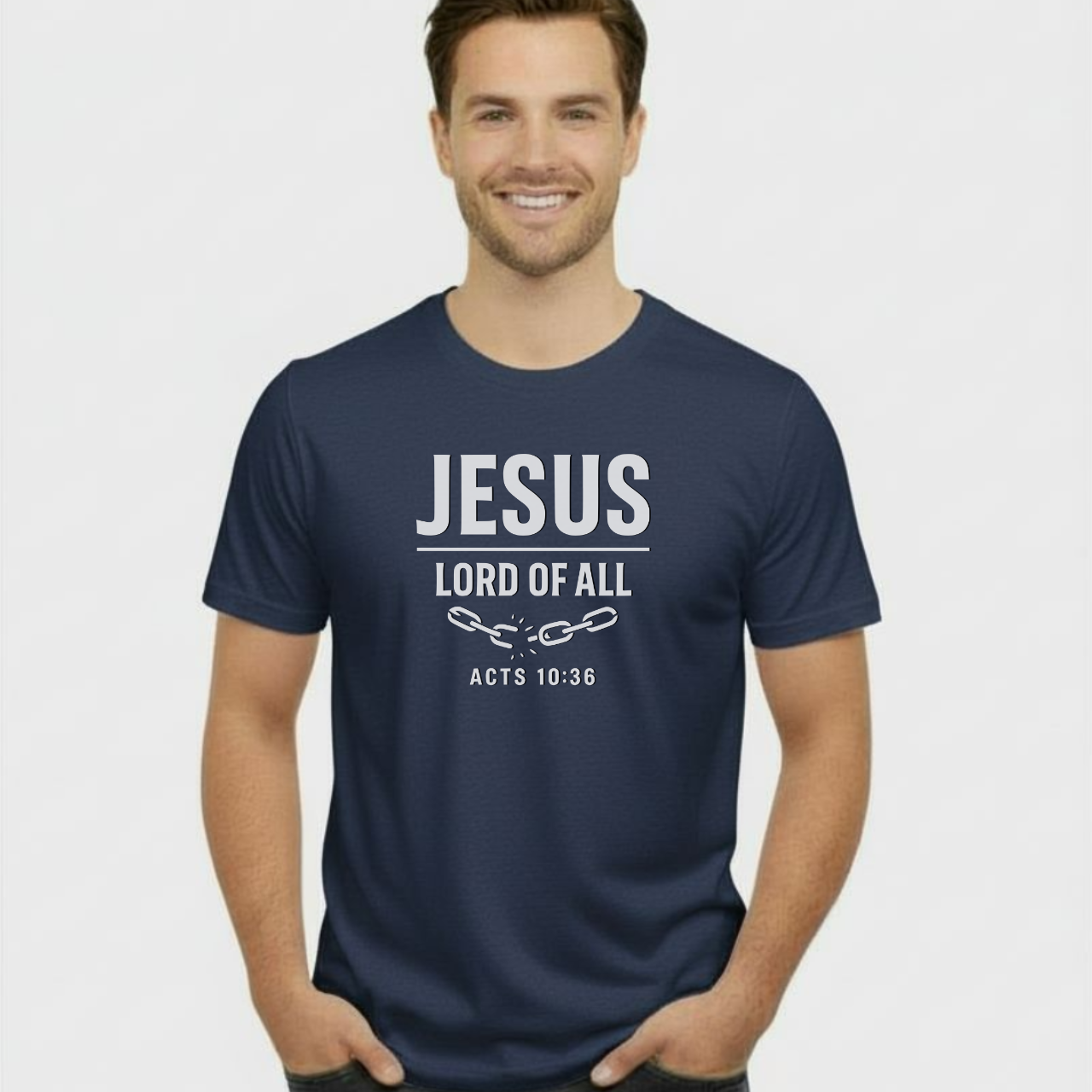 Jesus Lord of All Christian T-Shirt • Acts 10:36 Bible Verse • Bold Faith Tee | Gildan 64000 Unisex Softstyle