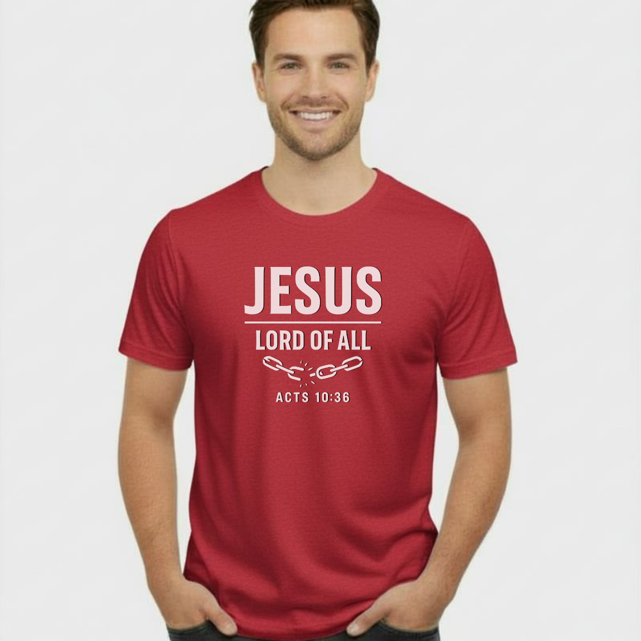 Jesus Lord of All Christian T-Shirt • Acts 10:36 Bible Verse • Bold Faith Tee | Gildan 64000 Unisex Softstyle