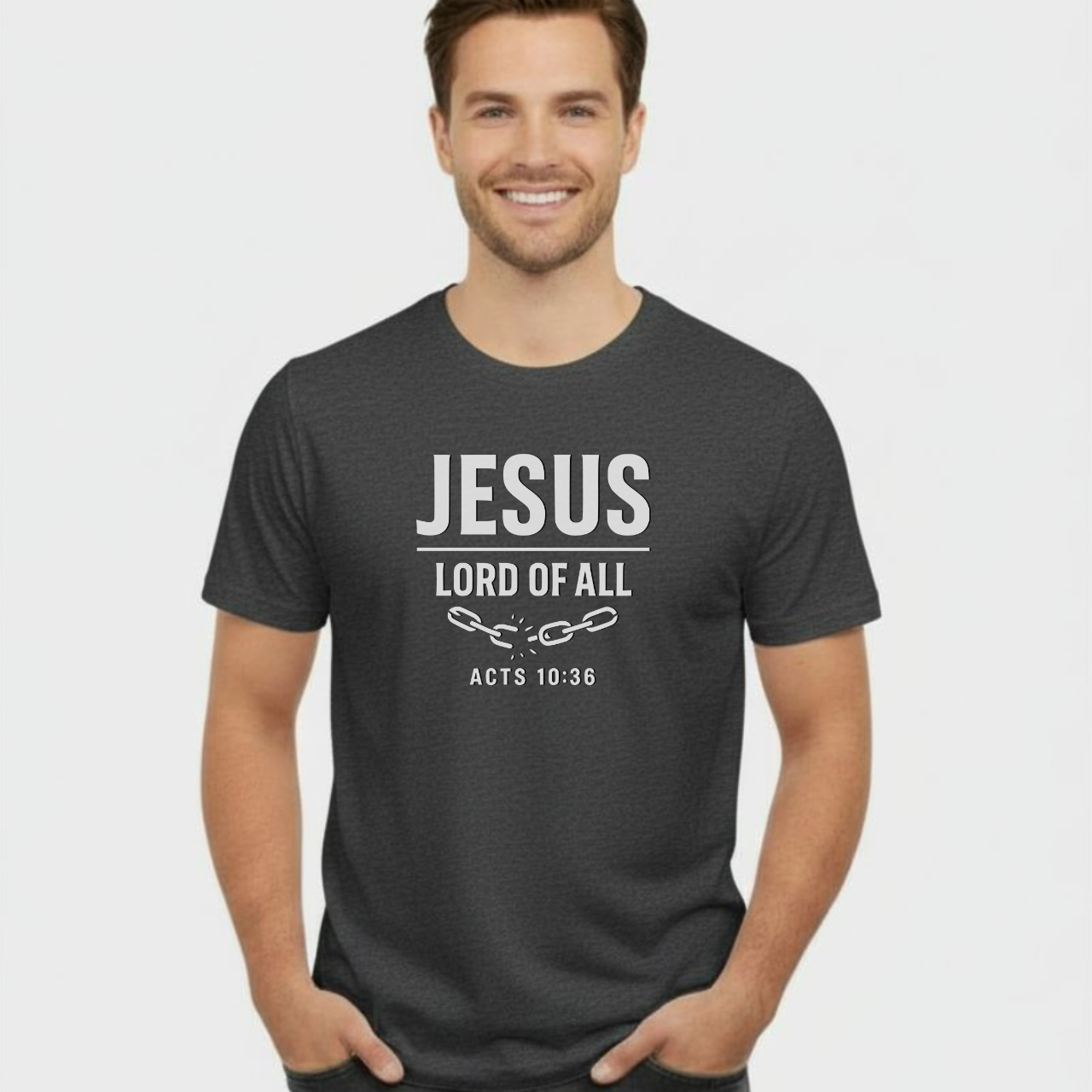 Jesus Lord of All Christian T-Shirt • Acts 10:36 Bible Verse • Bold Faith Tee | Gildan 64000 Unisex Softstyle