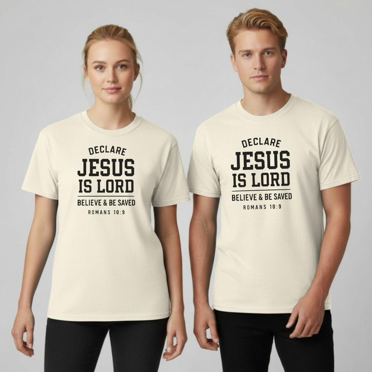 Declare Jesus is Lord Christian T-Shirt • Romans 10:9 Bible Verse Tee • Gospel Witness Comfort Colors 1717