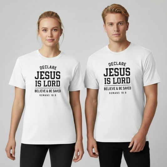 Declare Jesus is Lord Christian T-Shirt • Romans 10:9 Bible Verse Tee • Gospel Witness Comfort Colors 1717