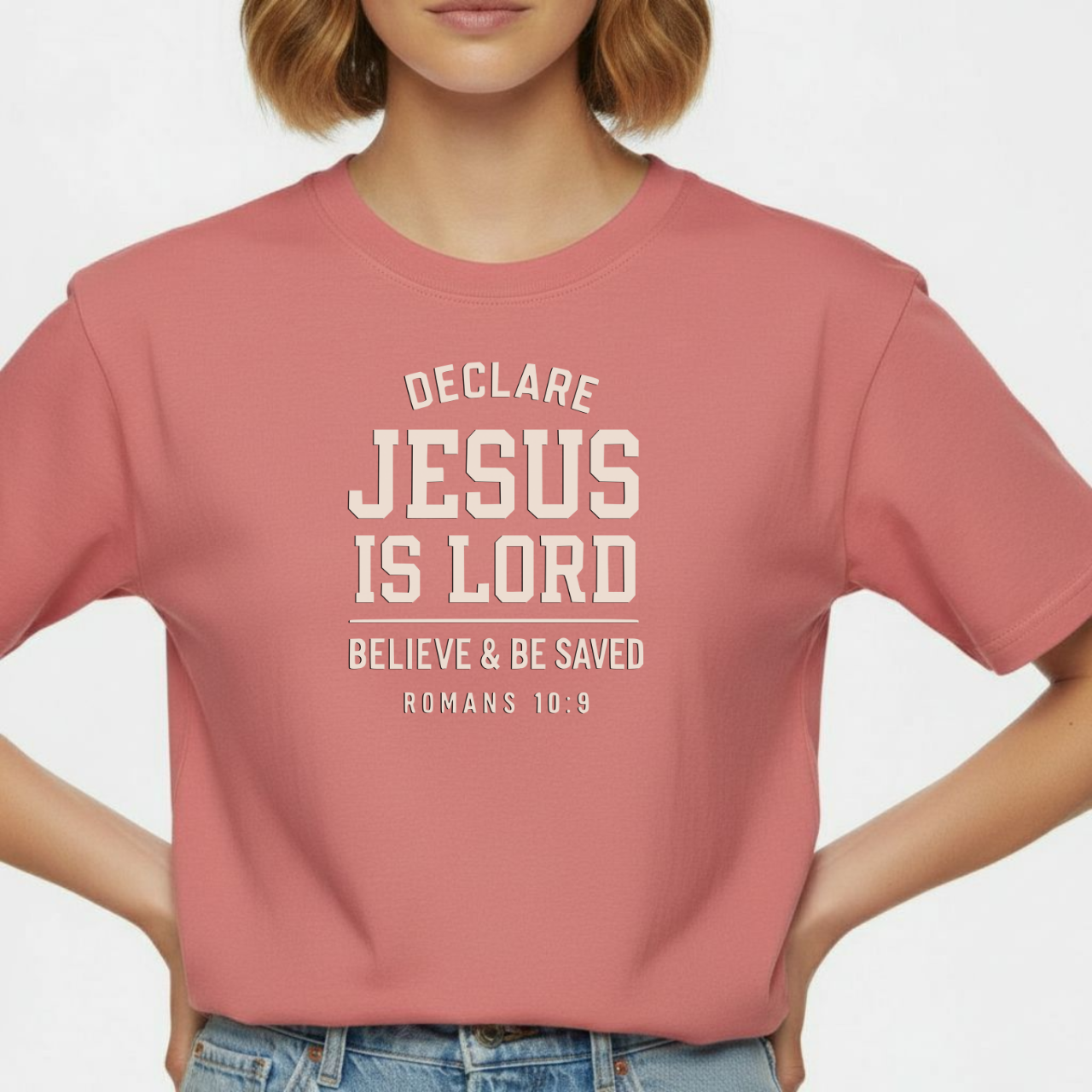 Declare Jesus is Lord Christian T-Shirt • Romans 10:9 Bible Verse Tee • Gospel Witness Comfort Colors 1717