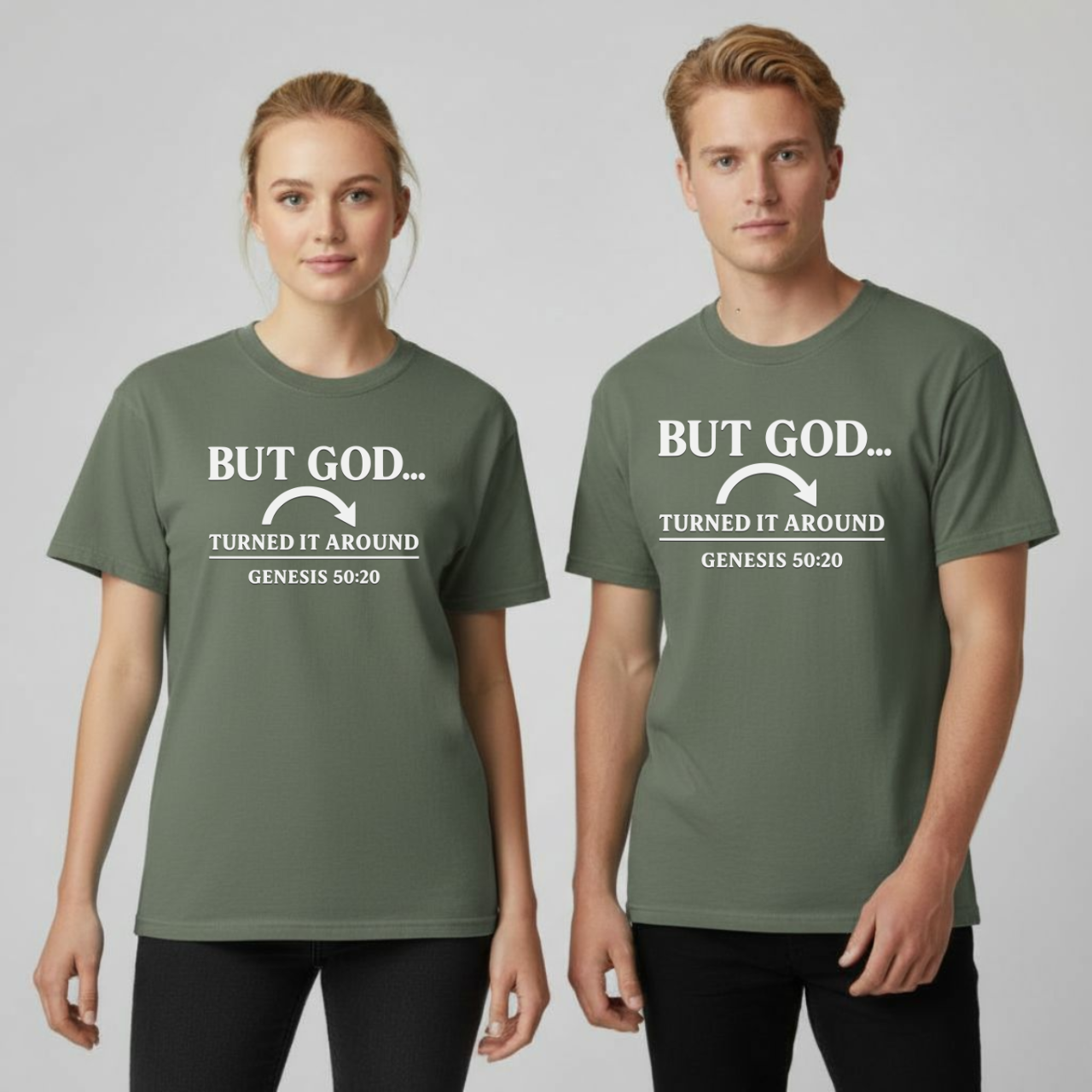 But God Turned It Around Christian T-Shirt • Genesis 50:20 Bible Verse Tee • Redemption Faith Comfort Colors 1717
