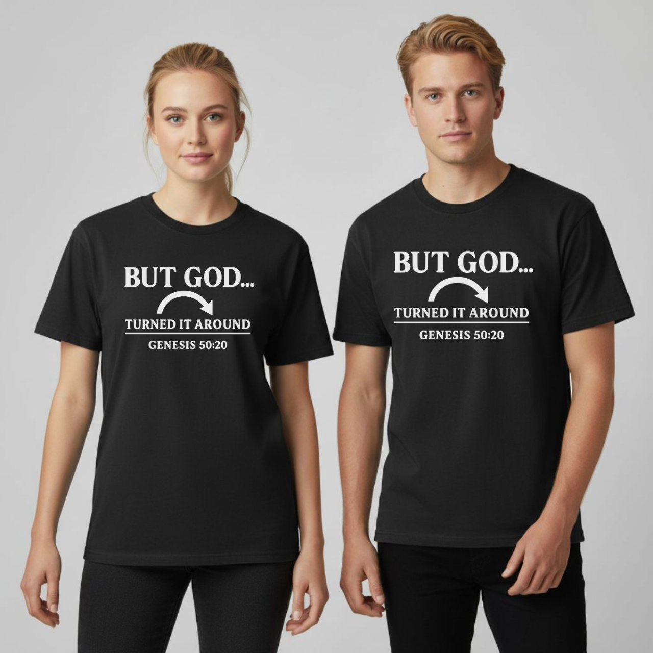 But God Turned It Around Christian T-Shirt • Genesis 50:20 Bible Verse Tee • Redemption Faith Comfort Colors 1717