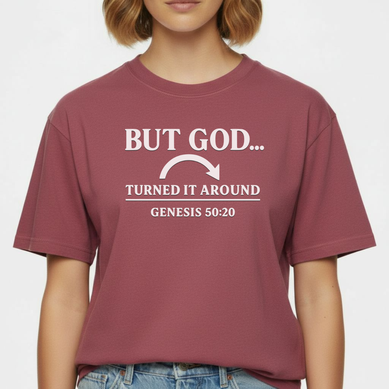 But God Turned It Around Christian T-Shirt • Genesis 50:20 Bible Verse Tee • Redemption Faith Comfort Colors 1717