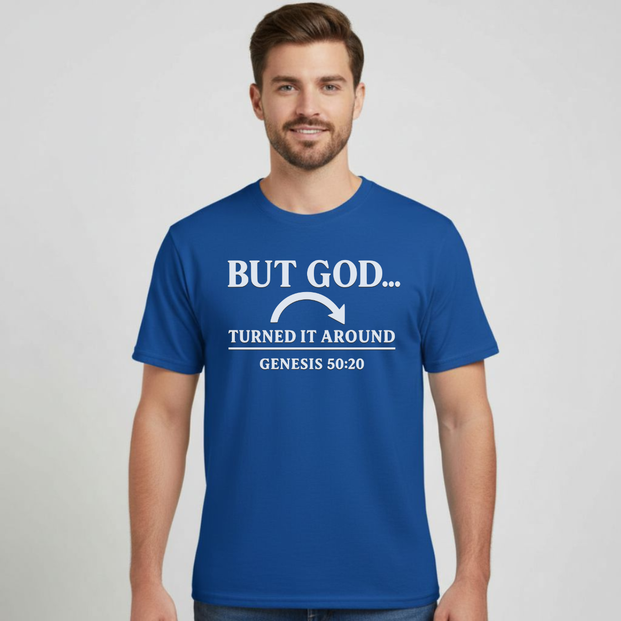 But God Turned It Around Christian T-Shirt • Genesis 50:20 Bible Verse Tee • Gospel Faith Shirt | Gildan 64000 Softstyle