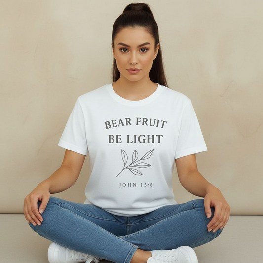 Bear Fruit Be Light Christian T-Shirt • John 15:8 Bible Verse • Faith & Discipleship Tee | Comfort Colors 1717 Garment-Dyed