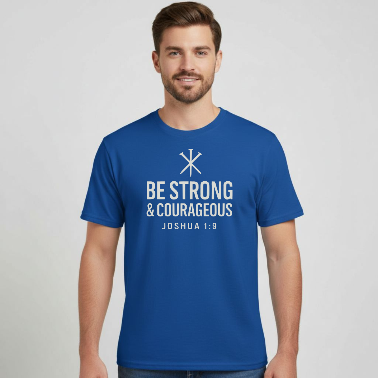 Be Strong & Courageous Christian T-Shirt • Joshua 1:9 Bible Verse • Bold Faith Tee | Gildan 64000 Unisex Softstyle