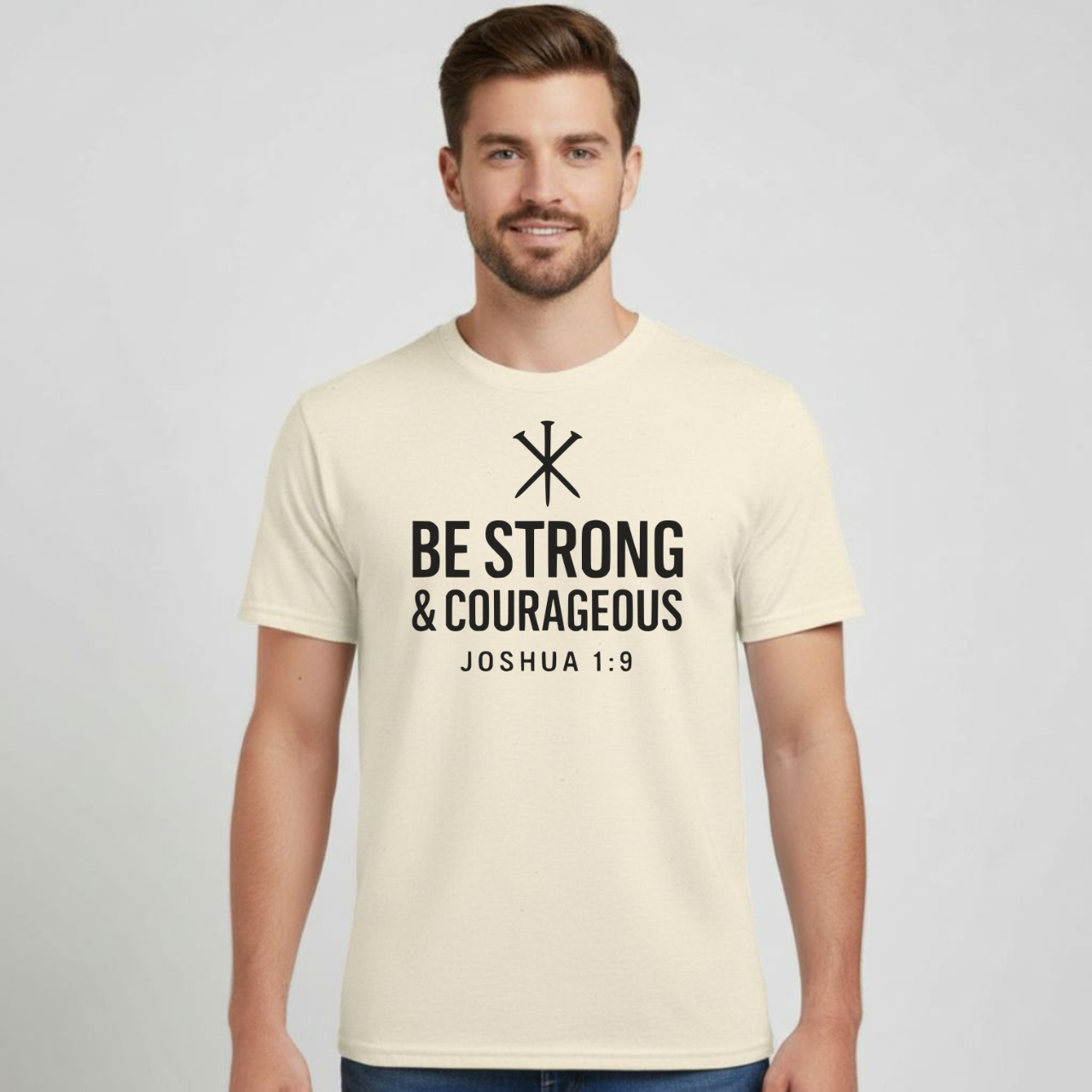 Be Strong & Courageous Christian T-Shirt • Joshua 1:9 Bible Verse • Bold Faith Tee | Gildan 64000 Unisex Softstyle