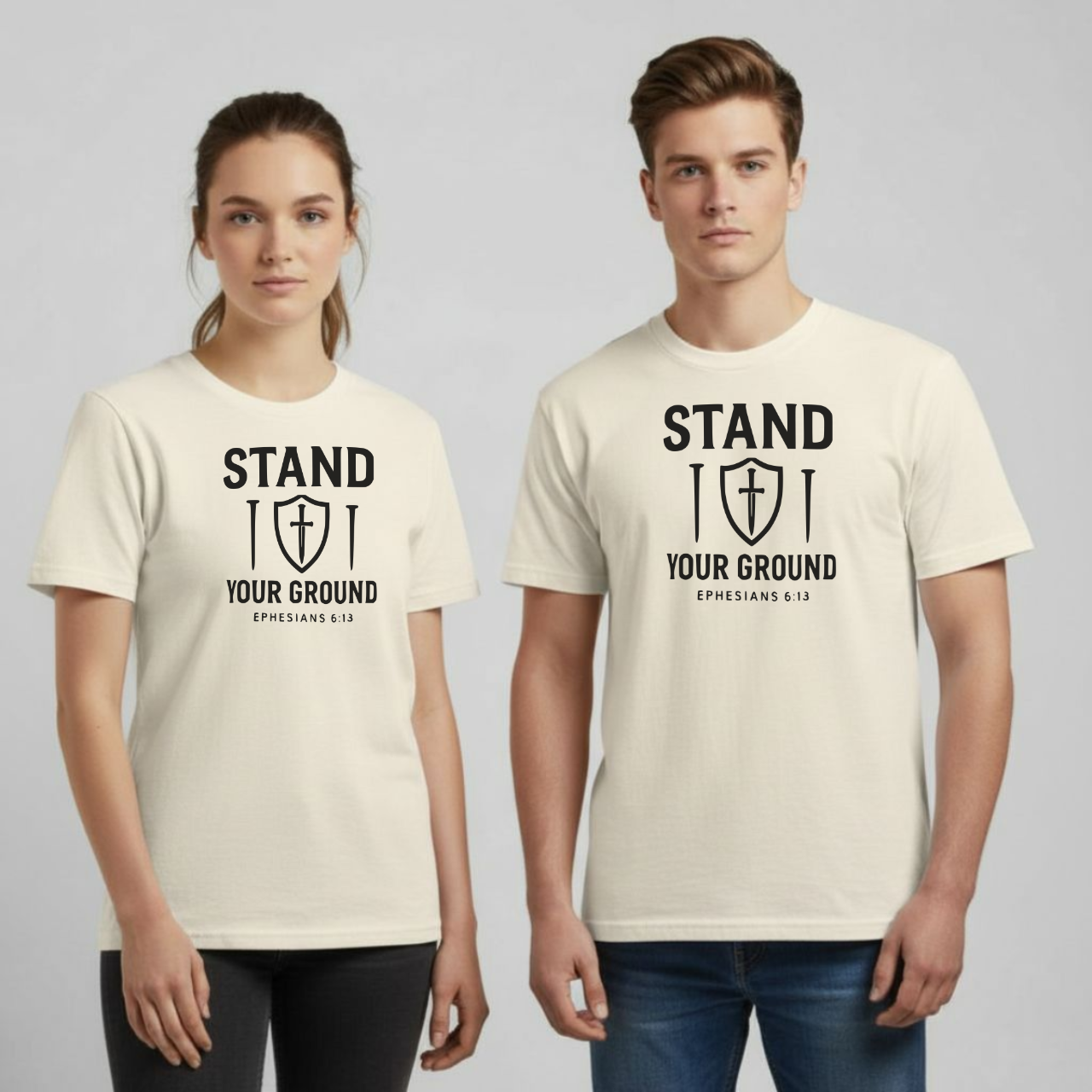 Stand Your Ground Christian T-Shirt • Ephesians 6:13 Bible Verse • Shield of Faith | Comfort Colors 1717 Garment-Dyed Tee