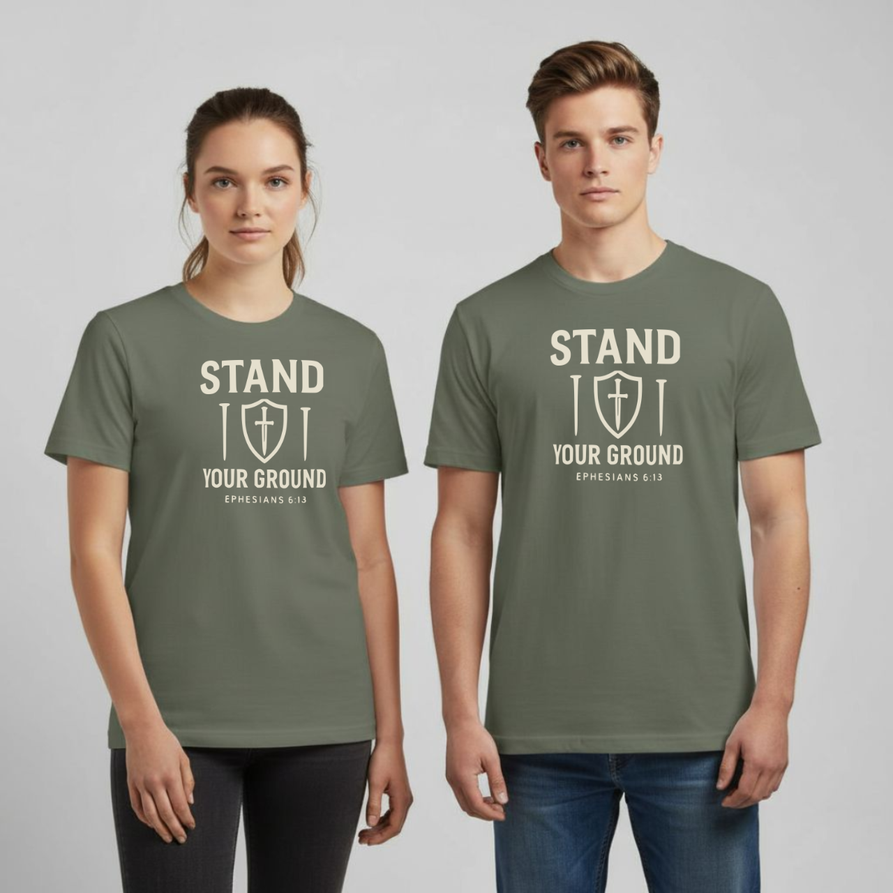 Stand Your Ground Christian T-Shirt • Ephesians 6:13 Bible Verse • Shield of Faith | Comfort Colors 1717 Garment-Dyed Tee