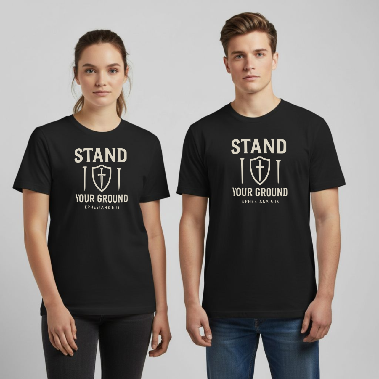 Stand Your Ground Christian T-Shirt • Ephesians 6:13 Bible Verse • Shield of Faith | Comfort Colors 1717 Garment-Dyed Tee