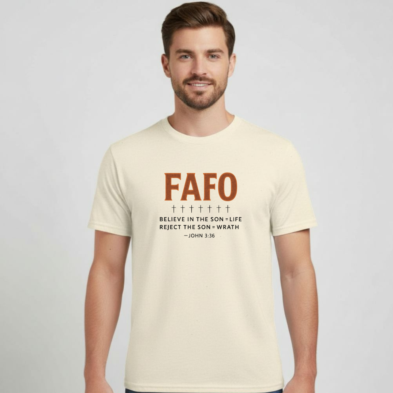 FAFO Christian T-Shirt • John 3:36 Bible Verse • Believe in the Son = Life | Gildan 64000 Unisex Softstyle Tee