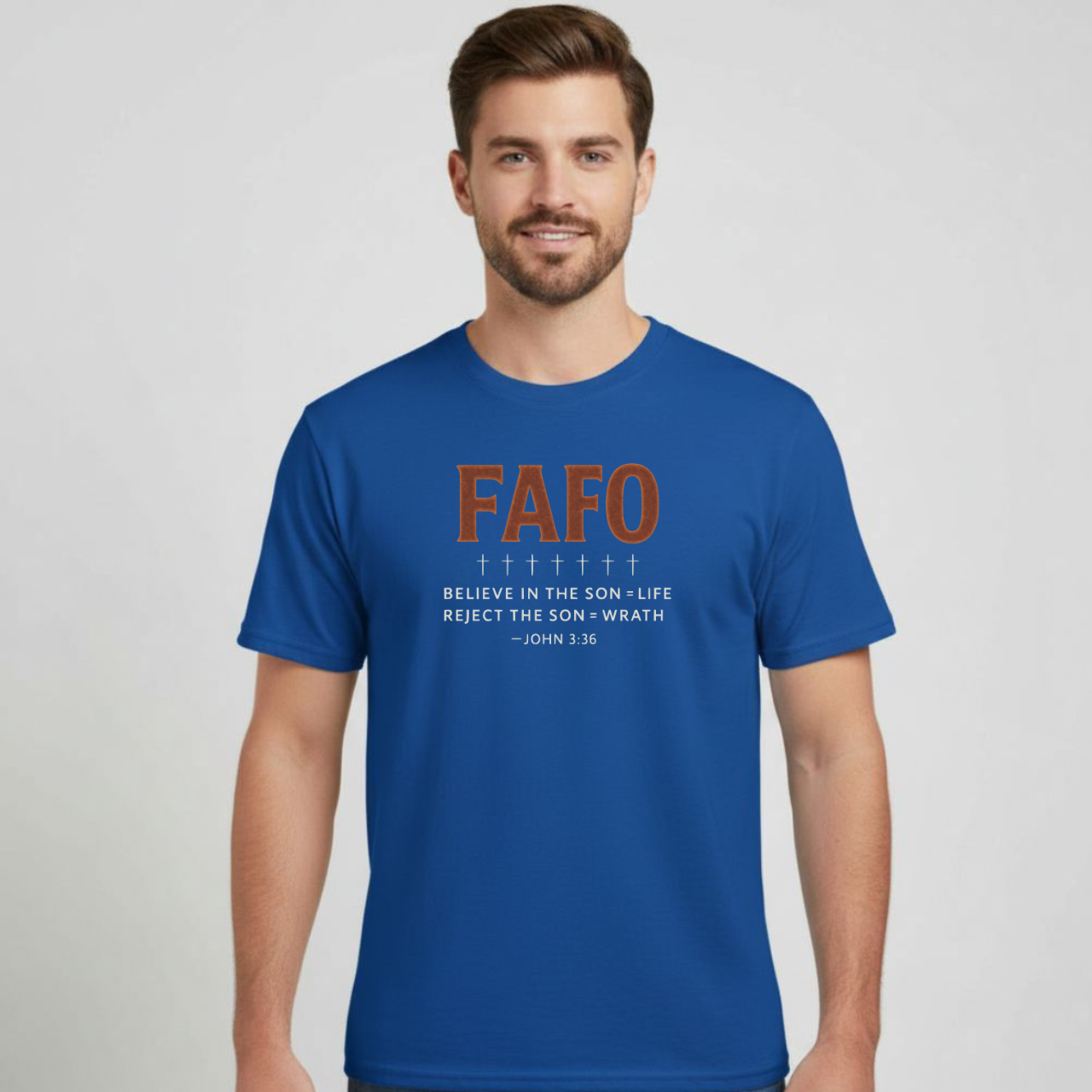 FAFO Christian T-Shirt • John 3:36 Bible Verse • Believe in the Son = Life | Gildan 64000 Unisex Softstyle Tee