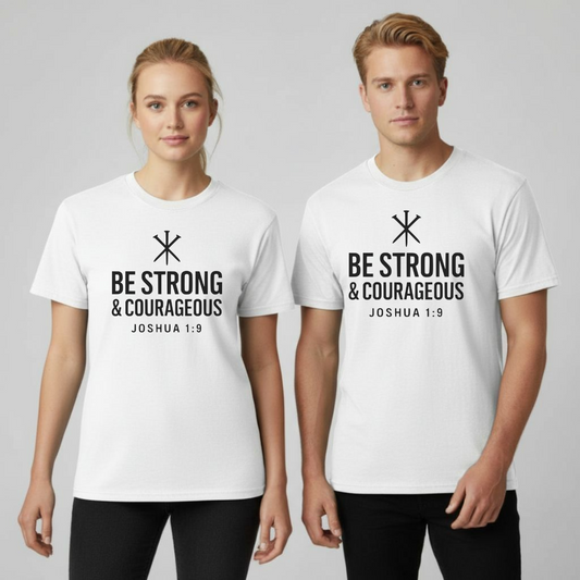 Be Strong & Courageous Christian T-Shirt • Joshua 1:9 Bible Verse • Faith & Strength Tee | Comfort Colors 1717 Garment-Dyed