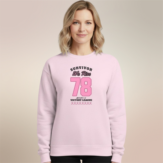 Survivor Victory League Sweatshirt • Micah 7:8 Bible Verse Crewneck • Breast Cancer Awareness Faith Sweater