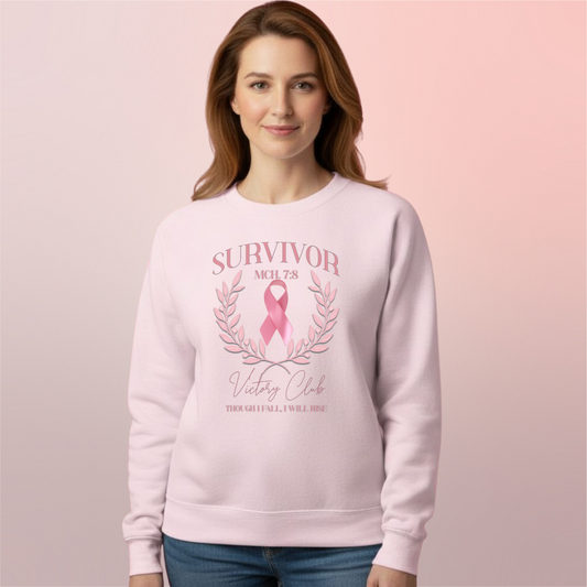 Survivor Victory Club Sweatshirt • Micah 7:8 Awareness Crewneck • Breast Cancer Faith Apparel