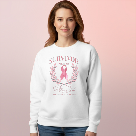 Survivor Victory Club Sweatshirt • Micah 7:8 Awareness Crewneck • Breast Cancer Faith Apparel