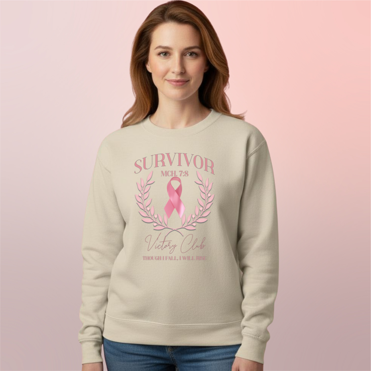 Survivor Victory Club Sweatshirt • Micah 7:8 Awareness Crewneck • Breast Cancer Faith Apparel