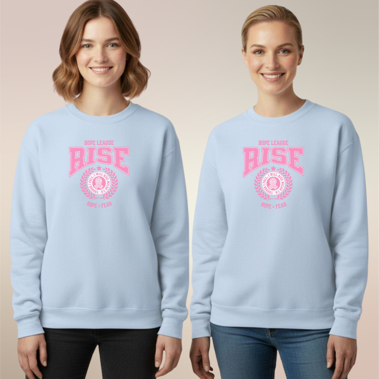 Survivor Hope League "Rise" Sweatshirt – Micah 7:8 | Breast Cancer Awareness Crewneck
