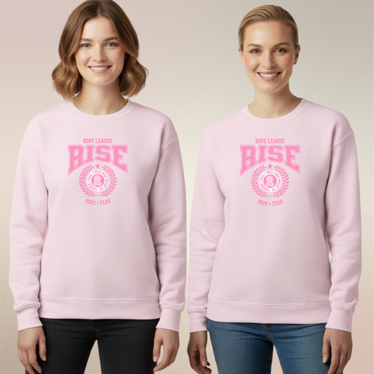 Survivor Hope League "Rise" Sweatshirt – Micah 7:8 | Breast Cancer Awareness Crewneck
