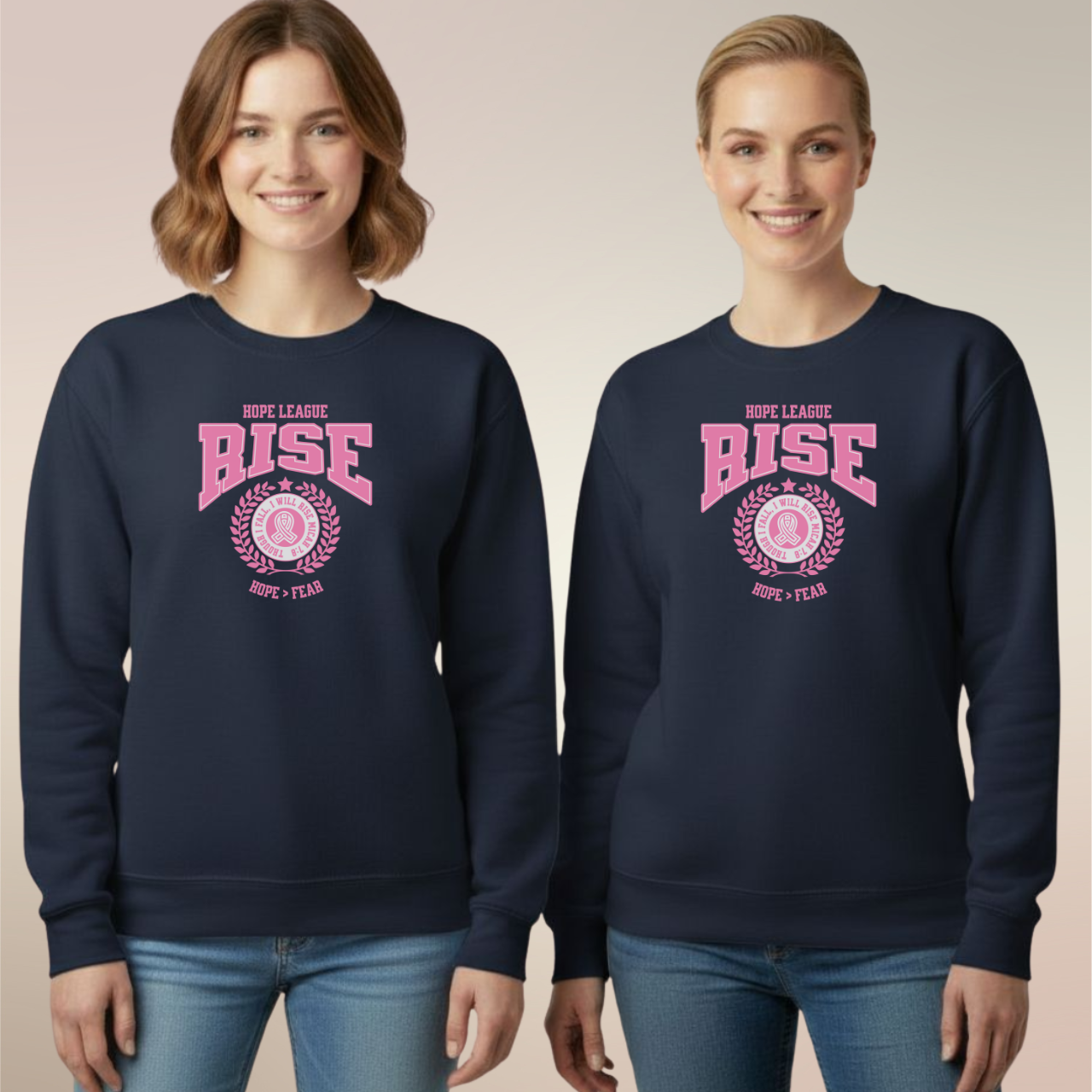 Survivor Hope League "Rise" Sweatshirt – Micah 7:8 | Breast Cancer Awareness Crewneck
